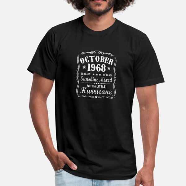 

sunshine october 1968 50th birthday t shirt men knitted 100% cotton o-neck novelty loose breathable summer style formal shirt, White;black