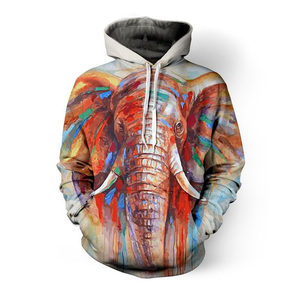 

elephant 3d print hoodies fashion men harajuku funny sweatshirts streetwear hip hop quality plus size autumn winter clothes, Black