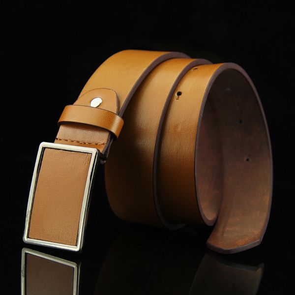 

new wild antique smooth buckle belt business casual vintage denim belt, Black;brown