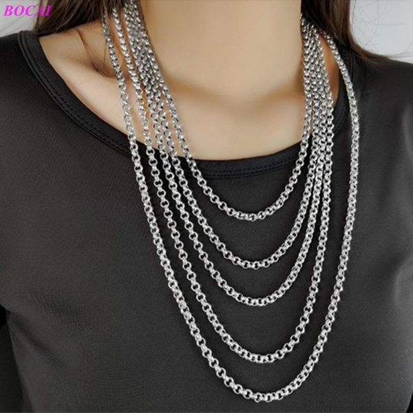 

bocai s925 sterling silver necklace six character scripture necklace thai silver fashion men and women sweater o