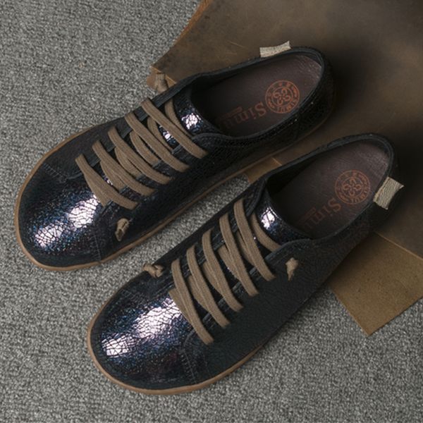 

women genuine leather shoes baleriny slip on women's flat spring shoes woman leather casual group barefoot sneakers 2020, Black