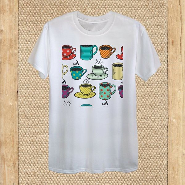 

кофе кружки кружки dots steaming doodle t - shirt design 100% хлопок унисекс женщины плюс размер tee shirt