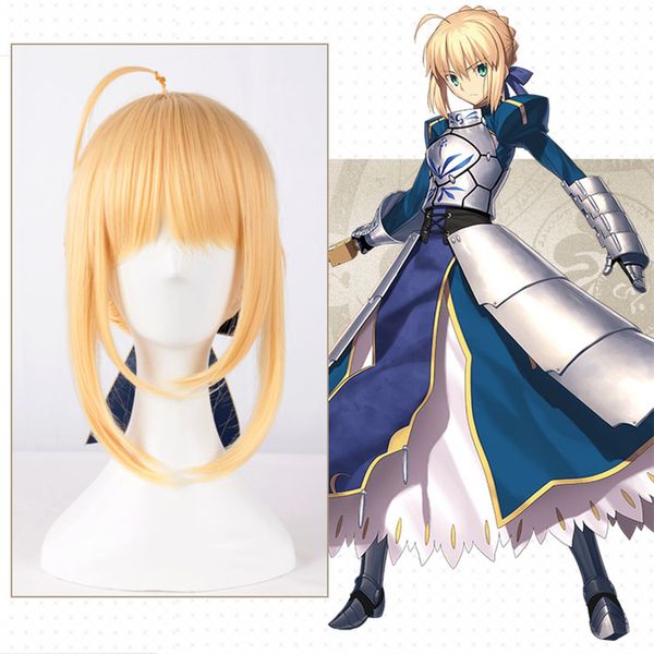 Fate Grand Order Fate Stay Night Nero Claudius Säbel-Perücke, 35 cm, goldene hitzebeständige Cosplay-Perücke