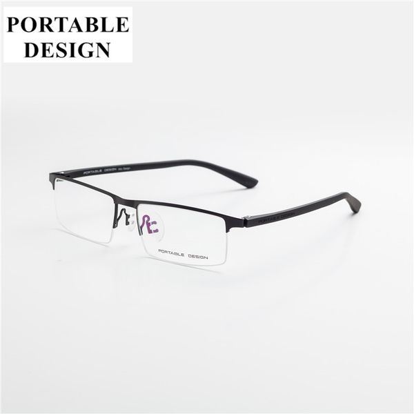 

new design men style titanium alloy half rim eye glasses fashion men's eyeglasses casual optical frame for men, Black