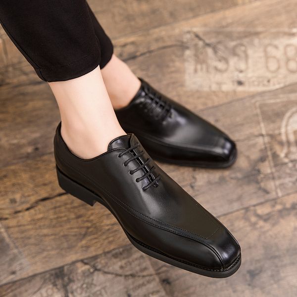 

men shoes leather lace up spring autumn design oxfords shoes lace up fashion male soft casual loafer man big size 48, Black