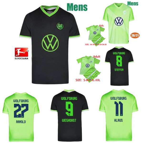 

20 21 vfl wolfsburg soccer jerseys weghorst 2020 2021 steffen brekalo football shirt arnold xaver men jersey, Black;yellow