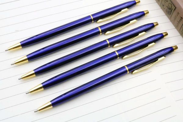 

ballpoint pens office pen classic design navy blue 0.7 nib metal, Blue;orange