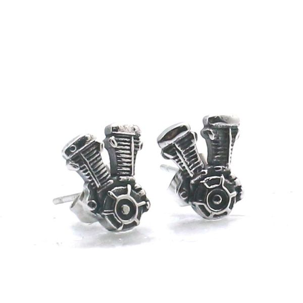

stud 316l stainless steel motorcycle engine biker rider est earrings, Golden;silver