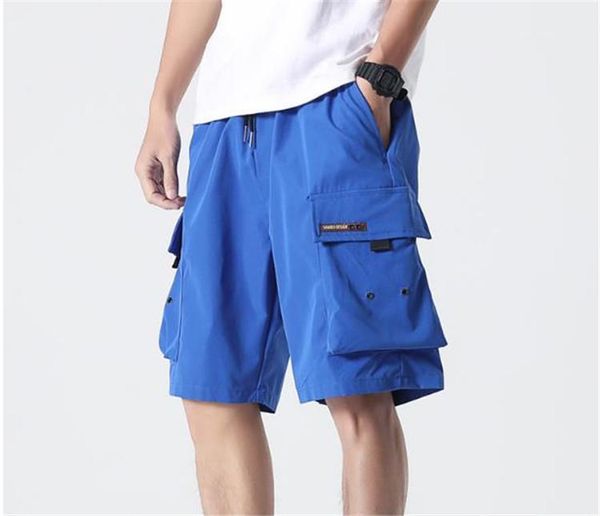 

mens designer shorts knee length with pockets 7xl summer mens cargo shorts solid color oversize loose casual hip hop teenagers, White;black