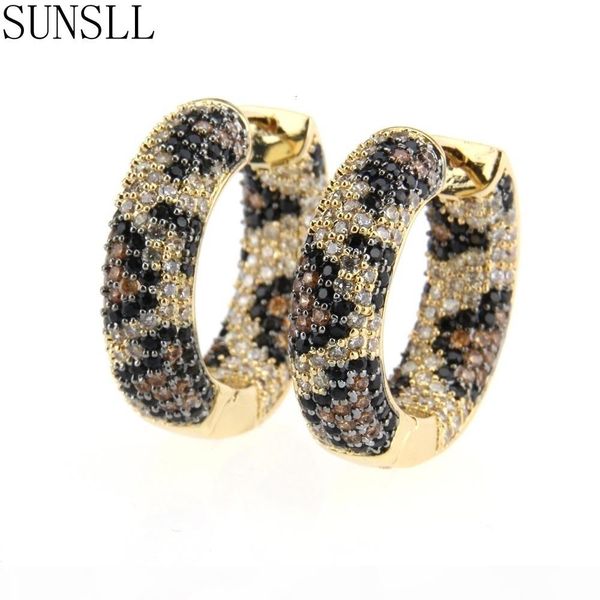 

sunsll golden copper earrings mixed color cubic zirconia circle hoop earrings women's fashion jewelry cobre cz brinco cepbtn y19062703, Golden;silver