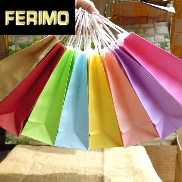 

gift wrap classic 10colors (30pcs/lot) polka dots paper bag with handles,candy color party favor 21x13x8cm