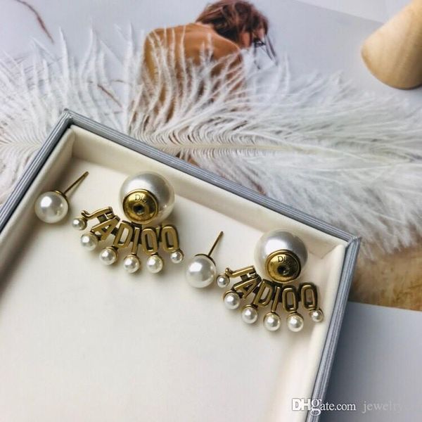 

selling new fashion pearl letter designer earrings luxury designer jewelry women earrings, Golden