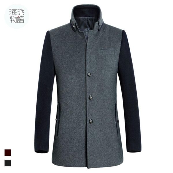 

jacket brand designer slim fit masculina fashion autumn winter mid length single breasted men coats factory direct, Black