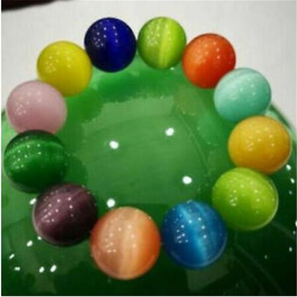 

bracelets de couleur pierre oeil de chat naturel 20mm perles bracelets 7.5", Black