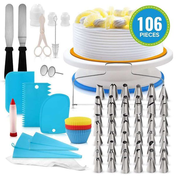 

106pcs cake turntable set multifunction decorating pen with scrapers pastry tube