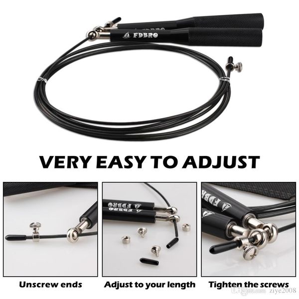 

fdbro adjustable jumping rope training aluminum skipping rope sports fitness speed skip training, boxing gloves, mma colorful durable safety