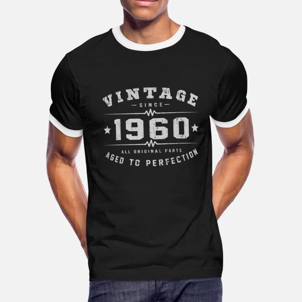 

vintage 1960 aged to perfection t shirt men design 100% cotton o neck pictures gift funny spring trend shirt, White;black
