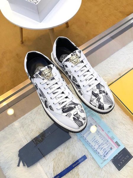

2021r new men 's printed pattern trend sports shoes ,casual fashion low -shoes ,comfortable single shoes original box packaging :3, Black