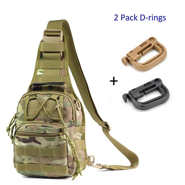 

tactical chest shoulder bag 1000d nylon waterproof&duable 11l edc sling day backpack with 2 pcs d-ring for cycling riding