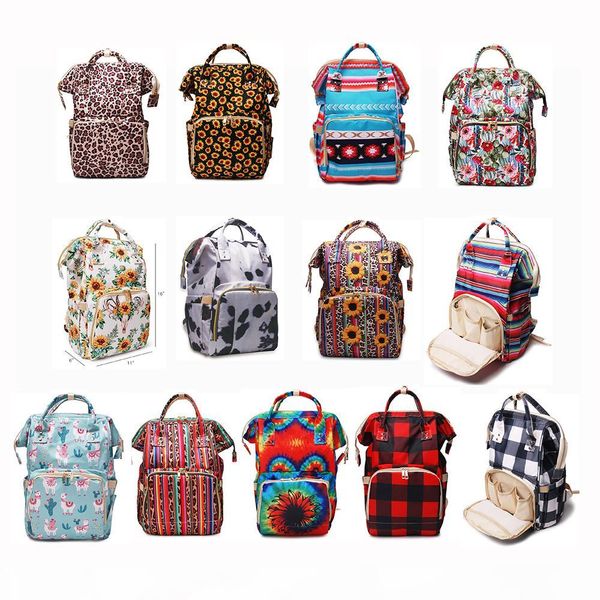 

domil supplier sunflower diaper bag bullskull flowers diaper backpack waterproof canvas diaper mummy bag leopard serape, cow hide, aztec