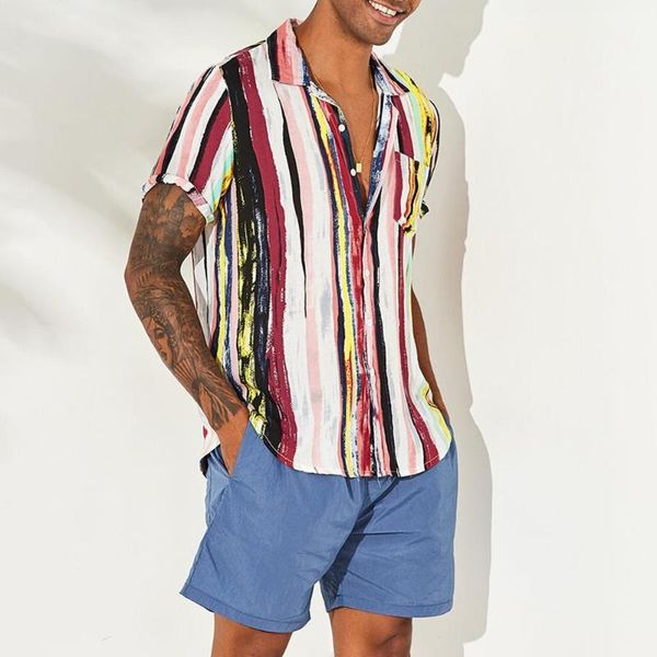 

men's casual shirts short sleeve summer solid shirt loose soft tee hawaiian fashion printed plus size, White;black