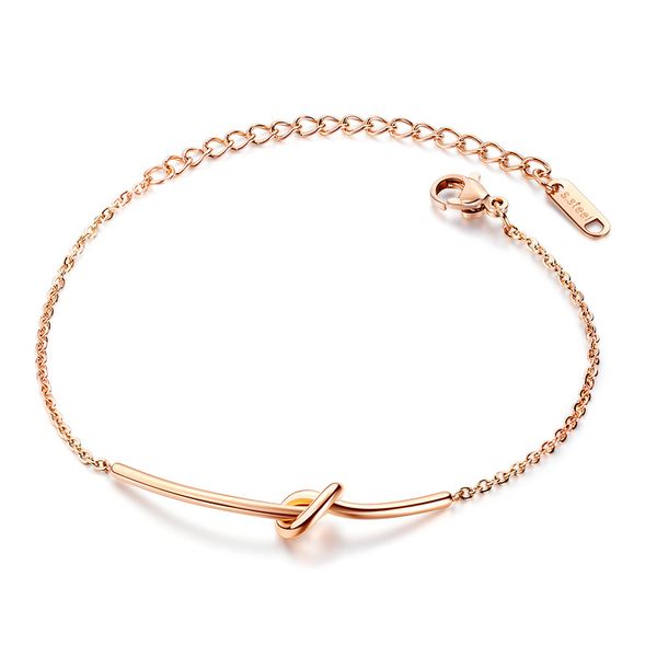 

stainless steel chain bracelet for women girls rose gold silver color knot bracelets bangles fashion jewelry gift wholesale, Black