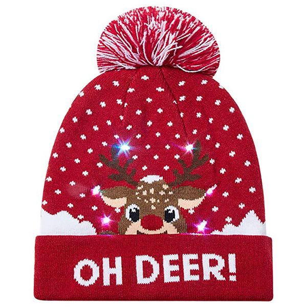 

oh deer проблесковый маячок up вязаные шапочки шляпы рождество led трикотажная манжета hat