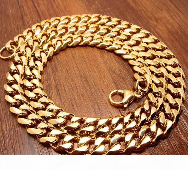 

mens gold filled choker stainless steel 15mm cuban link miami chain mens fashion necklace male birthday party jewelry, Silver