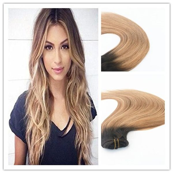 Clip per capelli umani nell'estensione dei capelli Colore misto # 2 # 6 # 27 Migliore vendita Stile di moda Capelli vergini brasiliani lisci 100 g per pacco