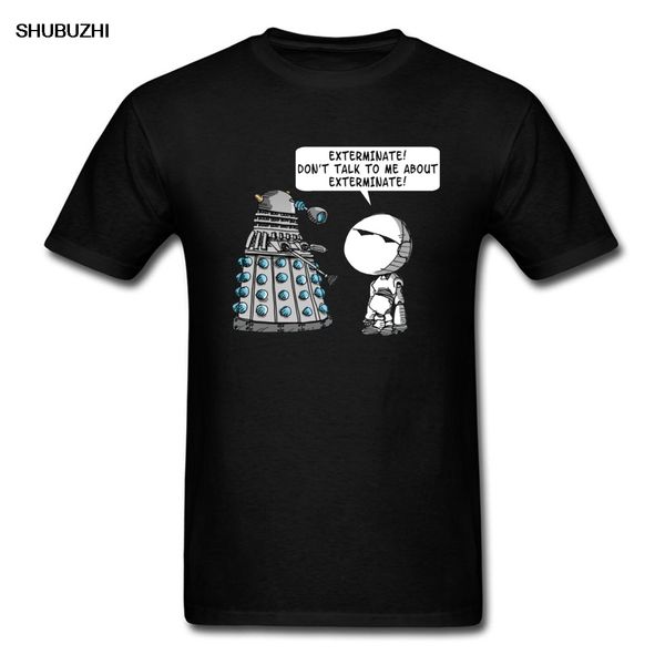

marvin meets dalek t-shirt men doctor who t shirt exterminate pessimist robot tshirt hipster summer yellow funny tees