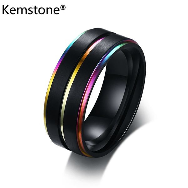 

kemstone creatived stainless steel black multicolor men ring jewelry gift, Golden;silver