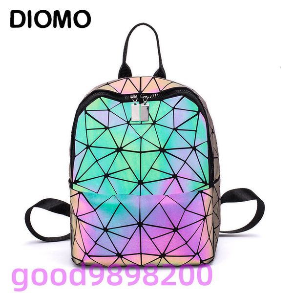 

diomo fashion women backpack luminous shining geometric triangle small daypack for girls bagpack rugzak