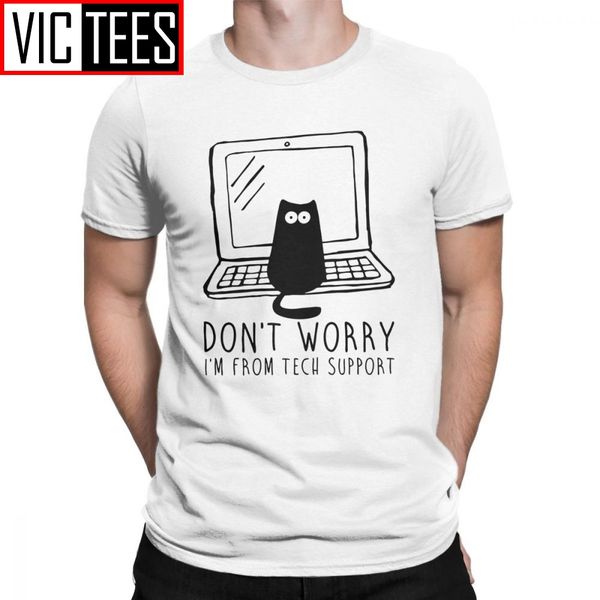 

men's i'm from tech support t shirts cats geek programming engineering software engineer cotton funny tee europe t-shirt