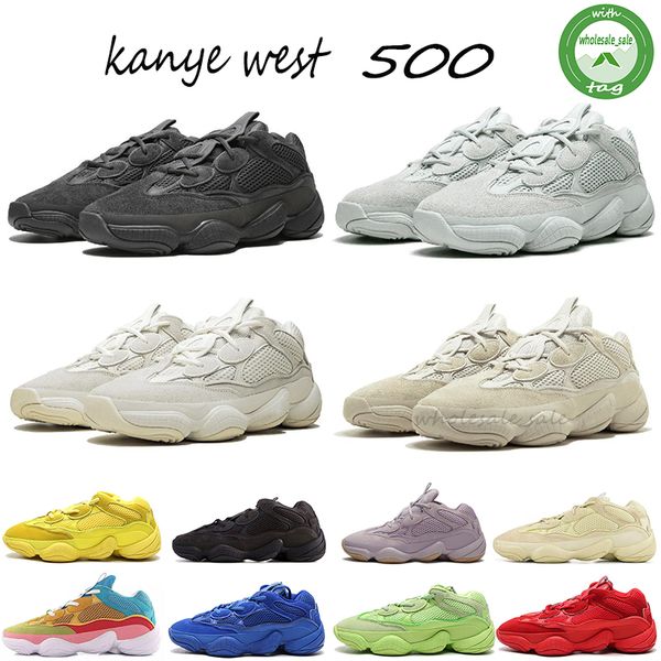 

new kanye west 500 mens running shoes soft vision stone bone white utility black super moon yellow reflective men women outdoor sneakers
