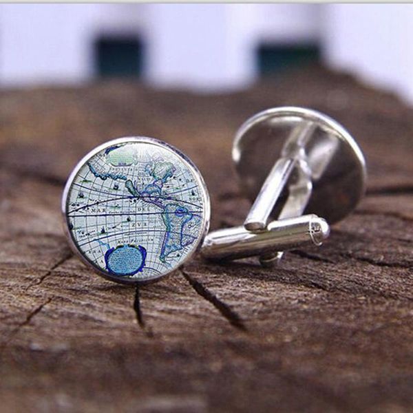 

intercontinental picture print jewelry wedding cuff cufflinks links vintage suteyi map glass cufflink blue world rduvr whole2019, Gray