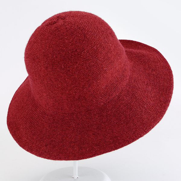 

korean wool hat women knitted fisherman cap foldable cap hat bucket women thick warm winter soft fedora gorras bonnet, Blue;gray