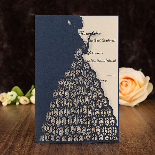 

greeting cards 50pcs/lot laser cut princess wedding invitations for girls birthday sweet 15 16 quinceaÃ±era party invite bridal