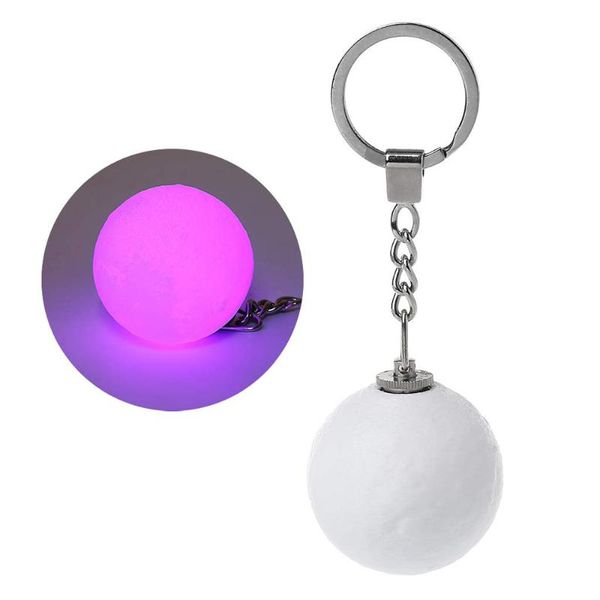 

portable 3d moon shape keychain night 3d moon printing nightlight moonlight gifts fashion key king car interior, Silver
