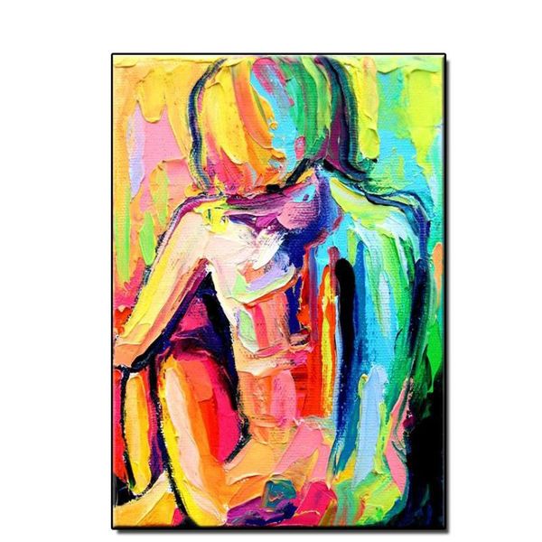

large size abstract colorful girl back oil painting on canvas handpainted wall art pictures for living room no framed