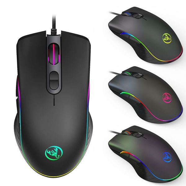 Mouse da gioco cablati 7 pulsanti RGB ottico a quattro velocità 6400 DPI retroilluminato e design ergonomico Per giochi per computer portatili