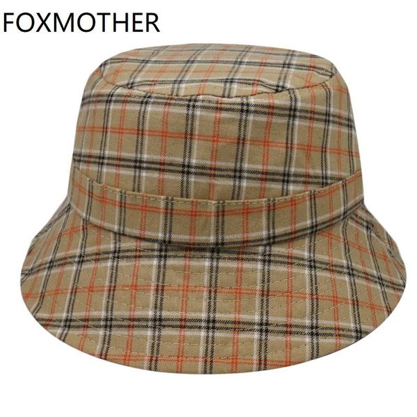 

fashion women hat new foxmother fisherman plaid bucket gorras sun cap tartan for kfhma mycutebaby007, Black;white