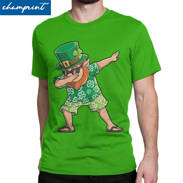 

день прилагая лепрекон гавайских святого патрика серфинг мужская майка irish shamrock подарки новизна тройники crew neck t-shirt плюс размер