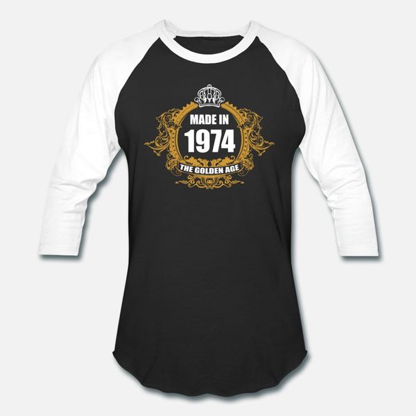 

made in 1974 the golden age t shirt men designer cotton s-3xl pattern fit authentic summer style vintage shirt, White;black