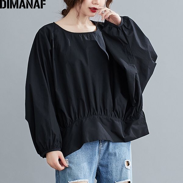 

dimanaf plus size women blouse shirts elegant lady tunic pleated loose casual big size female clothing long sleeve autumn, White