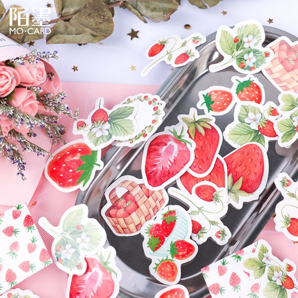 

45pcs/box straberry decorative stickers adhesive stickers diy decoration diary stationery stickers children gift