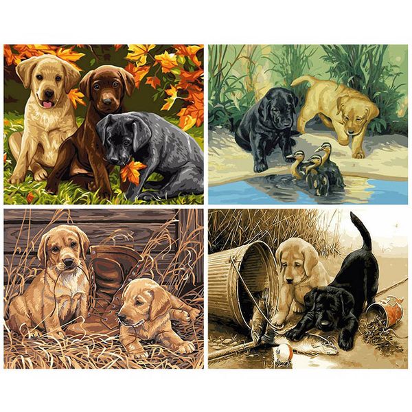 

diamond painting by numbers dog kit acrylic paint on canvas wall art handpainted animal home decor diy gift
