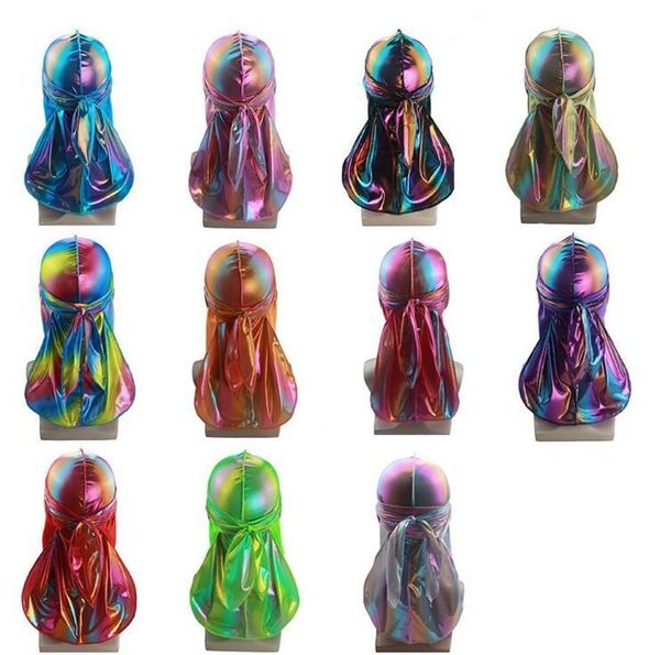 

men's colorful sparkly durags turban bandanas headwear headband hair cover accessories wave caps rags hat, Blue;gray