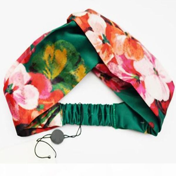 

2019 luxury designer 100% silk cross headband women girl elastic hair bands scarf retroturban headwraps gifts flowers hummingbird orchid, Silver