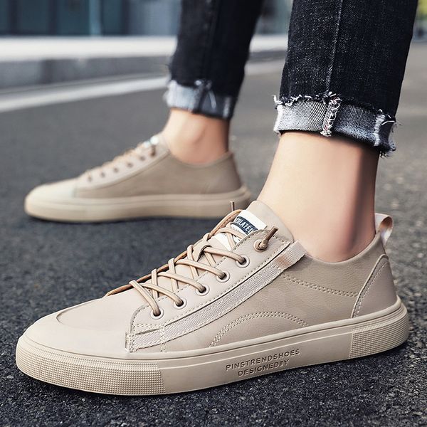 

men casual shoes men fashion leather flat shoes low sneakers breathable male outdoor sneskers tenis masculino, Black