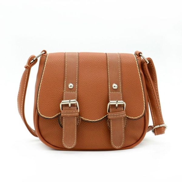 

2020 fashion double belt women messenger bags pu leather shoulder bags crossbody handbags female bag